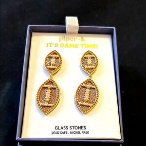 Piper Gold and Brown Football Earrings